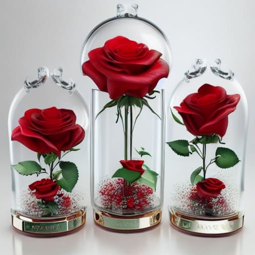trio de roses sous verre
